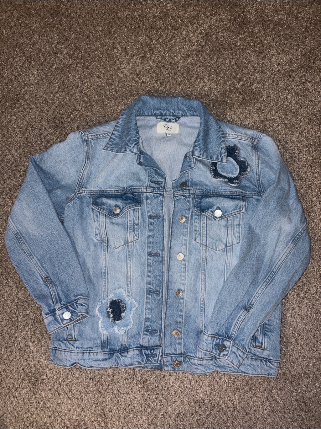 Rails Light Blue Flower Distressed Jean Jacket